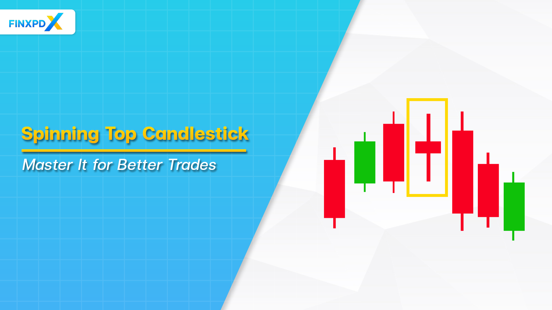 Candlestick chart showing spinning top pattern, indicating indecision in market trend.