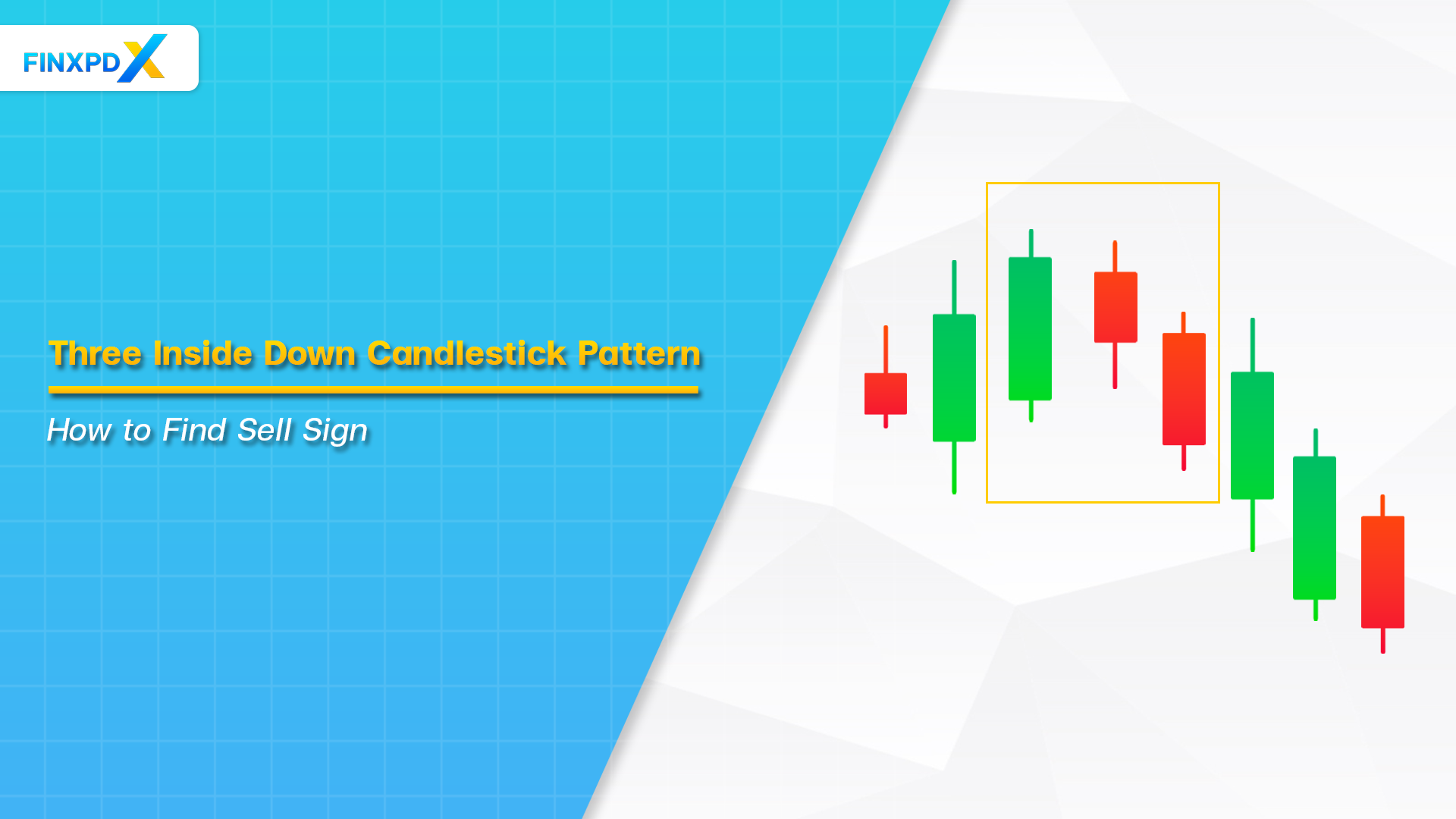 A financial chart displaying a three inside down candlestick pattern, indicating a potential bearish trend in the market.